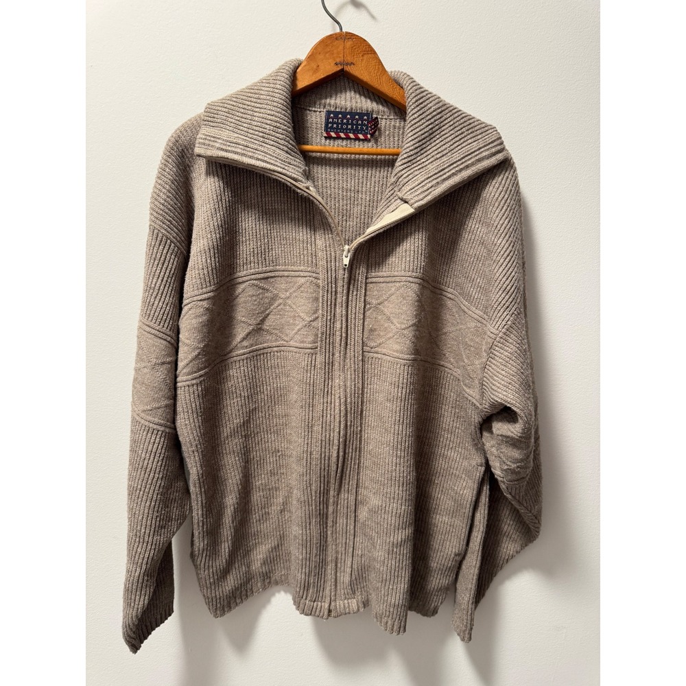Vintage American Priority Sweaters Ltd Mens XXL Ribbed Grandpa Cardigan USA Made